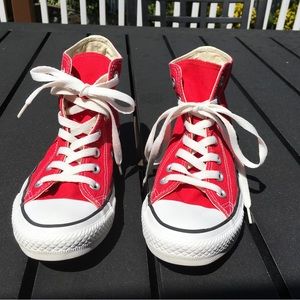 Converse high top red sneakers